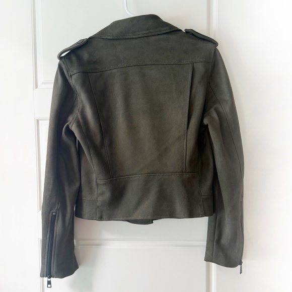 NWT Banana Republic Khaki Moto. Vegan Suede Jacket. Size S - Picture 2 of 13
